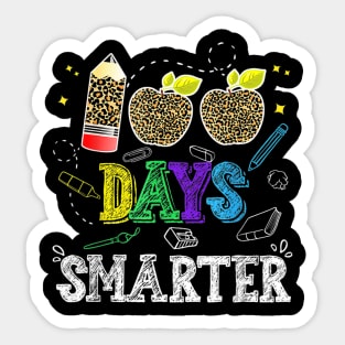 100 Days Smarter Teacher Student 100th Day of school Leopard Sticker